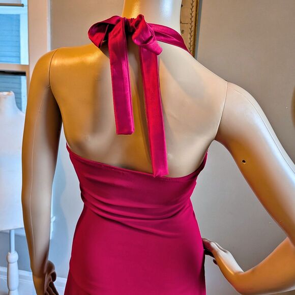 Vintage Y2K Taboo Mini Dress Red Halter Whimsygoth Ruching Bows Burlesque Size M - Picture 5 of 10